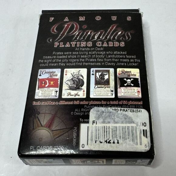 Famous Pirates Playing Cards Deck of 54 Standard Full Color Open But Not Used - Picture 2 of 4